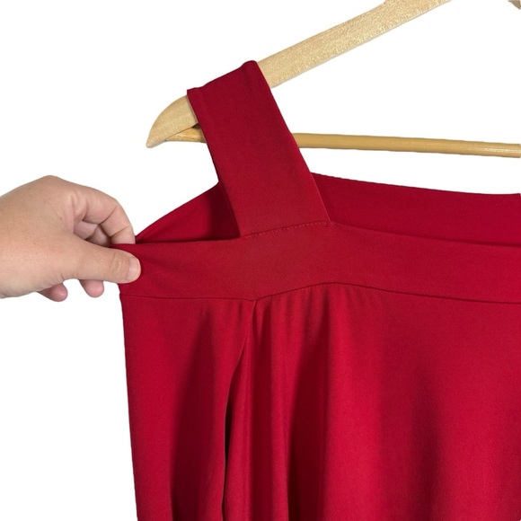 Chico’s Women’s Cold Shoulder Flowy Mini Dress Red Size XS (0) - Picture 4 of 10